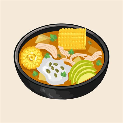 Ajiaco Sopa Tradicional Comida De Colombiana Cocina Vector