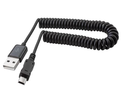 Coiled Mini B Usb Hi Speed Cable Type A Male To Mini B Pin Male