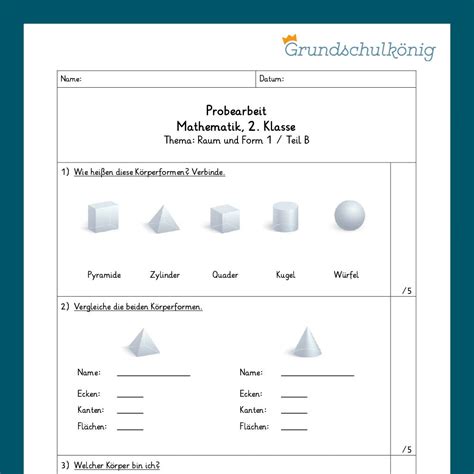 Mathe 2 Klasse Zwei Proben Raum Und Form 1 Grundschulkönig Gmbh