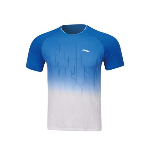 LI NING MENS BADMINTON SHIRT AAYP067 1 V BLUE WHITE Vsmash Sports