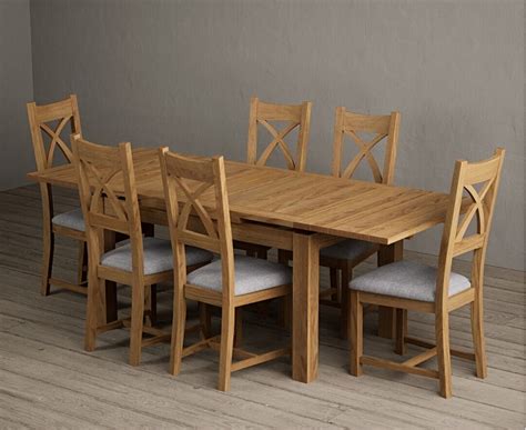 Extending Buxton 140cm Solid Oak Dining Table With X Back Chairs Oak