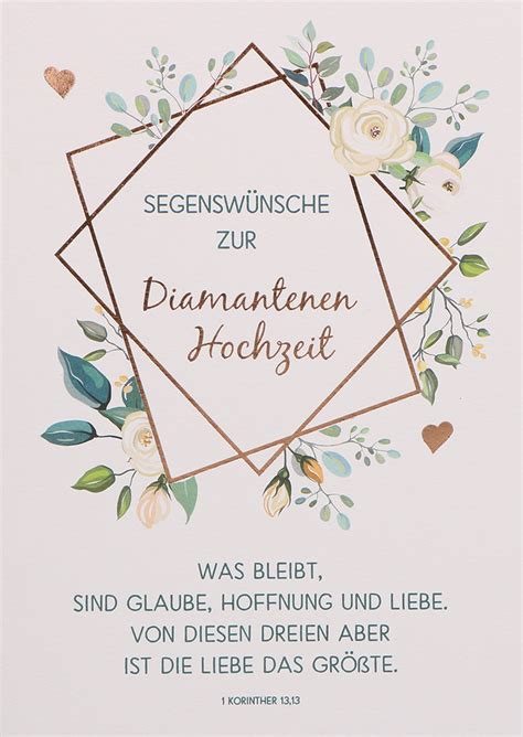 Gl Ckwunschkarte Segensw Nsche Zur Diamantenen Hochzeit