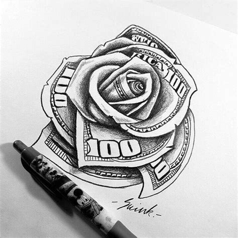 Gangsta Money Rose Tattoo Drawing