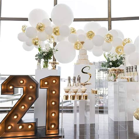 Partywoo White And Gold Balloons Pcs Inch White Balloons And