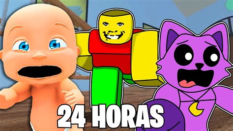 ¡el Bebe Y Catnap Vs PapÁ Raro Y Estricto Por 24 Horas En Roblox Poppy