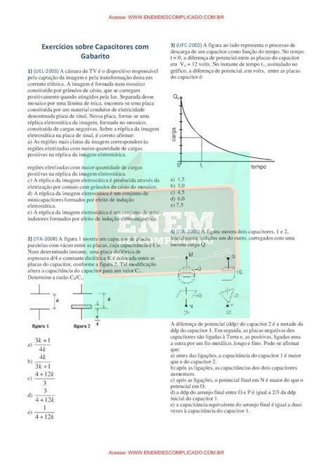 PDF Exercícios sobre Capacitores A figura ao lado