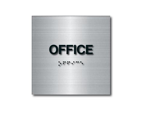 Brushed Aluminum Braille Office Sign 6h X 6w Harvey Signs Inc