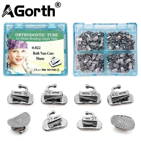 AGorth 50Sets Box Dental Orthodontic Buccal Tubes Bondable Non