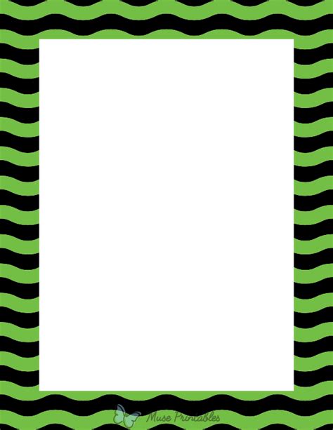 Printable Black And Green Wavy Stripe Page Border