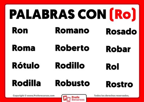 Palabras Con Ro Ejemplos De Palabras Con Ro