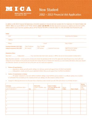 Fillable Online Mica Mica Fillable Financial Aid Form Fax Email Print