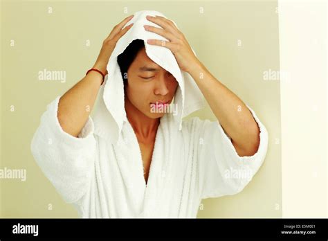 Man Wiping Face Bath Towel Hi Res Stock Photography And Images Alamy