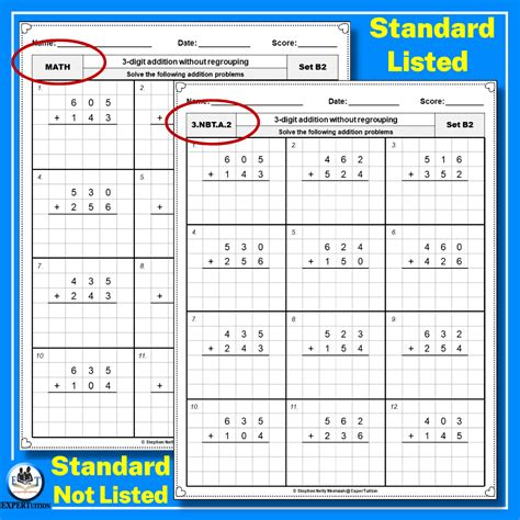 3 Digit Addition Without Regrouping Worksheets Differentiated Worksheets Library