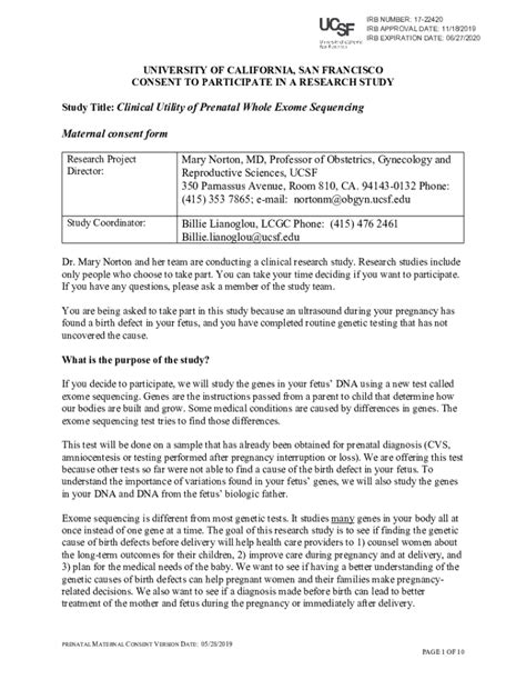 Fillable Online Clinical Utility Of Prenatal Whole Exome Sequencing Fax