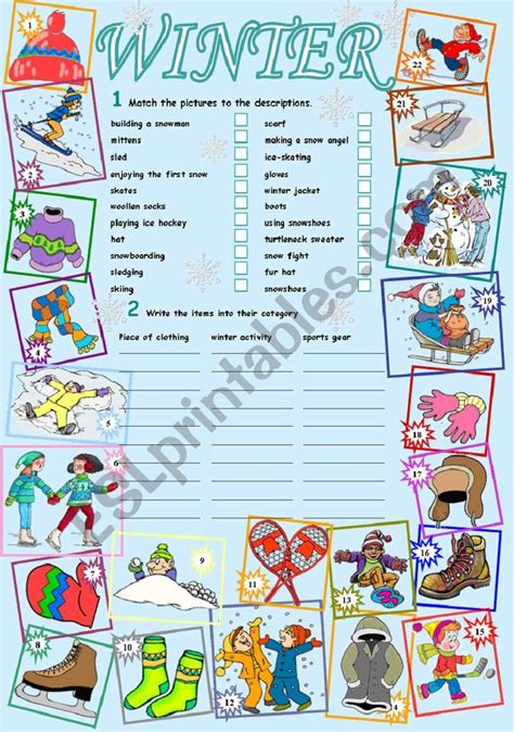 Winter Esl Worksheet By Htunde