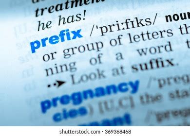 Closeup Word English Dictionary Prefix Definition Stock Photo