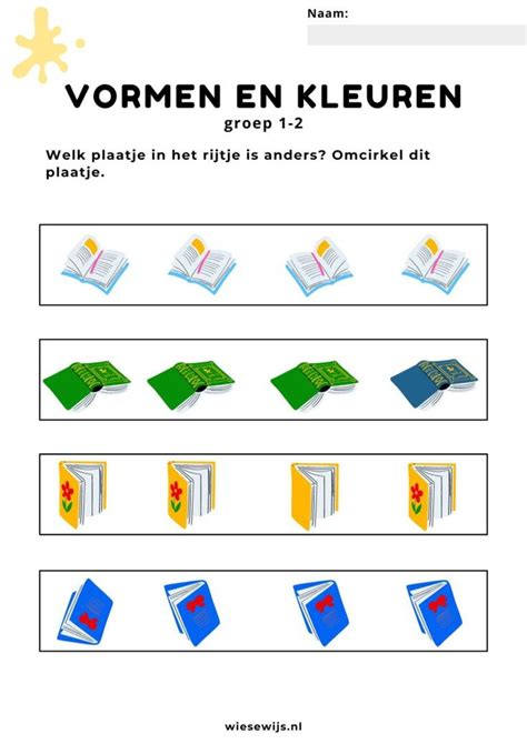 Werkblad Vormen En Kleuren Groep 1 2 Welke Is Anders Thema Boeken