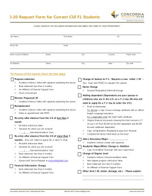 Fillable Online I Request Form For Current Cui F Students Fax Email