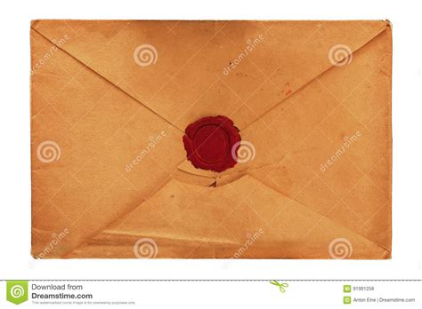 Old Vintage Paper Envelope With Red Sealing Wax Stock Photo Image Of