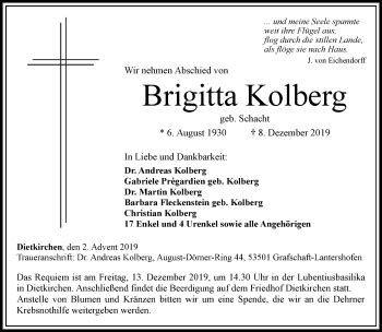 Traueranzeigen Von Brigitta Kolberg Trauer Rheinmain De