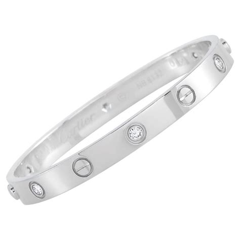 Cartier Love 18k White Gold 6 Diamond Bracelet For Sale At 1stdibs