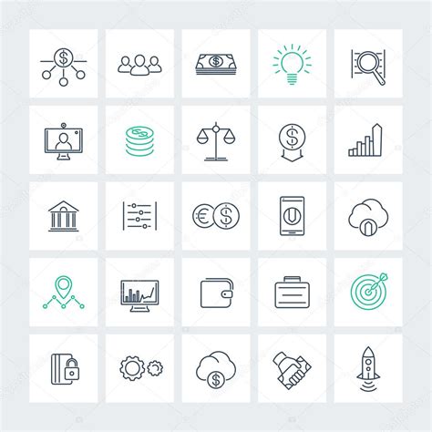 Venture Capital Investments Startup Growth Line Icons Pack Vector