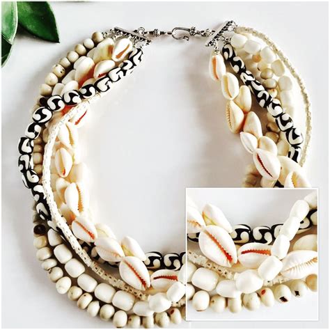 Africa Inspired Multi Strand Cowrie Shell Necklace