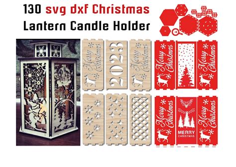 Christmas Lantern Candle Holder Tea Light Bundle Dxf Svg File For