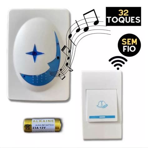 Campainha Sem Fio Residencial De Tomada Wireless Sem Fio Sons