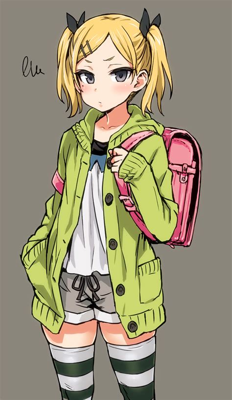 Safebooru 1girl Asanagi Backpack Bag Black Eyes Blonde Hair Blush