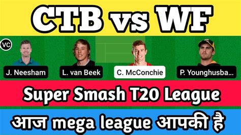 CTB Vs WF Dream11 Team Prediction CTB Vs WF Super Smash T20 League