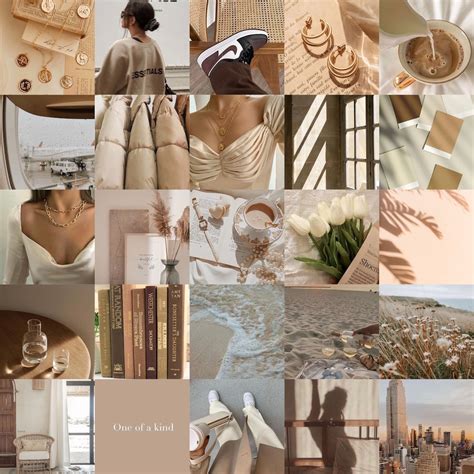 90 Neutral Beige Aesthetic Photo Wall Collage Kit Boujee Etsy UK