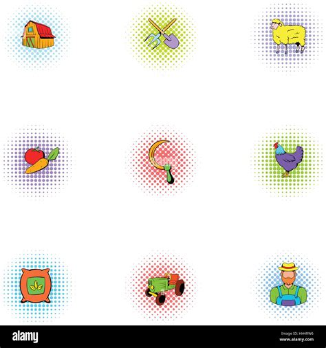 Farm Icons Set Pop Art Style Stock Vector Image Art Alamy