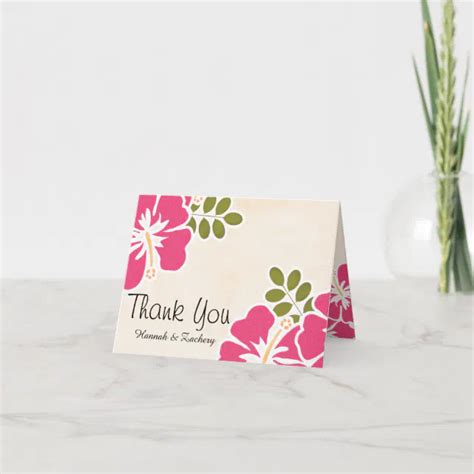 Fuchsia Hibiscus Wedding Thank You Notes Cards Zazzle