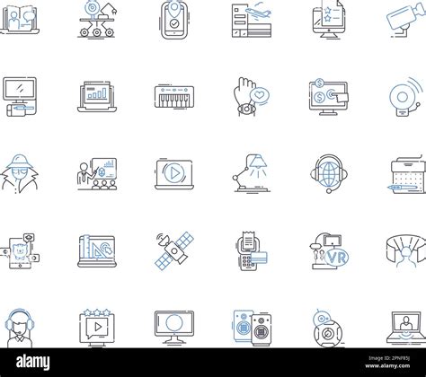 Digital Sector Line Icons Collection Technology Internet Mobile