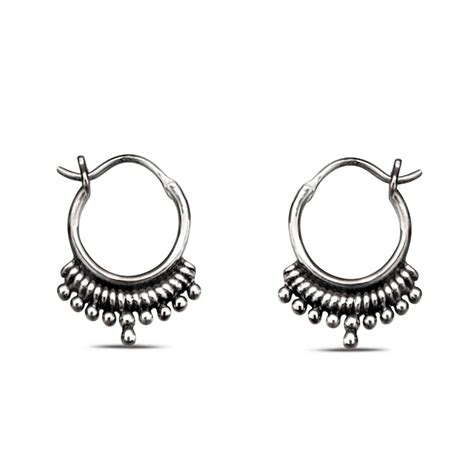 Small Boho Silver Hoop Earrings Studio Jewellery Us