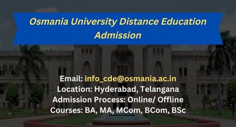 Osmania University Distance Education Admission 2024 Oucde Courses