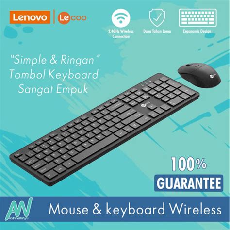 Jual Keyboard Mouse Wireless G Combo Set Bluetooth Lenovo Lecoo