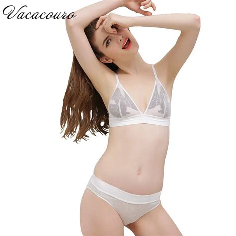 Women Sexy Underwear Bra Embroidery Lingerie Set Thin Lace Bra