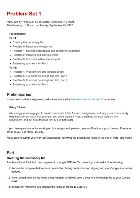 Cs 111 Problem Set 1 Problem Set 1 Part I Due By 1159 P On Thursday