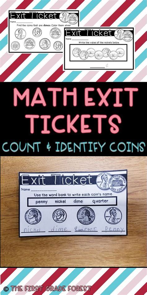 1st Grade Math Exit Tickets Exit Slips Count Identify Coins