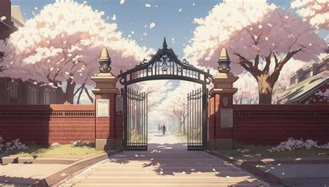 Free Vectors | Anime background material - school gate