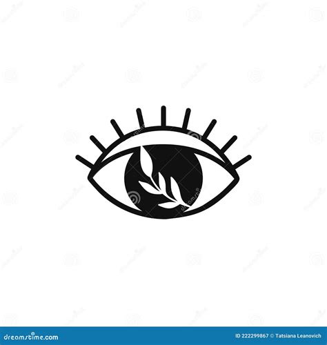 Third Eye With Floral Branch Evil Eye Logo Design Stock Vector