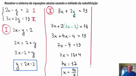 Sistema De Equações Do 1o Grau Método Da Substituição Exemplo 2