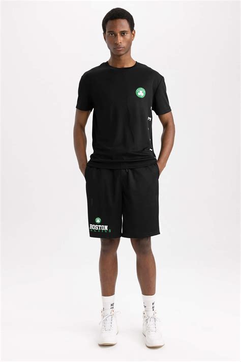 Black MAN Defacto Fit NBA Boston Celtics Licensed Oversize Fit Shorts