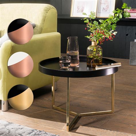 FineBuy Couchtisch JESI Sofatisch Rund Tabletttisch Beistelltisch Retro