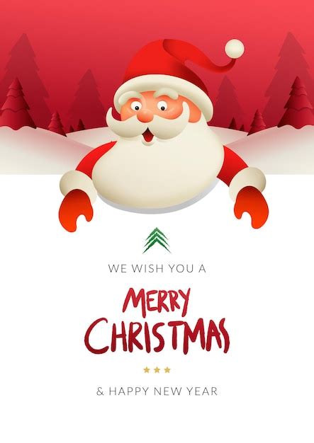 Premium Vector Cute Santa Claus With Merry Christmas Wishes