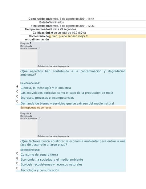 A Desarrollo Sustentable UTEL Examen 1 Comenzado En Viernes 6 De