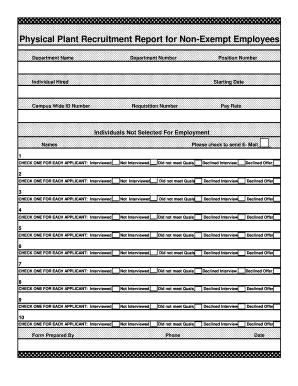 Fillable Online Fm Okstate Physical Plant Recruitment Report For Non