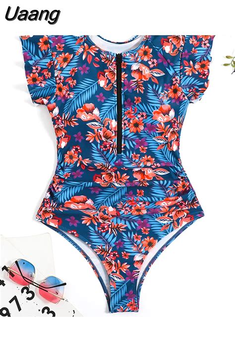 Uaang 2023 Sexy Zipper One-Piece Swimsuits Closed Female Swimwear Push ...